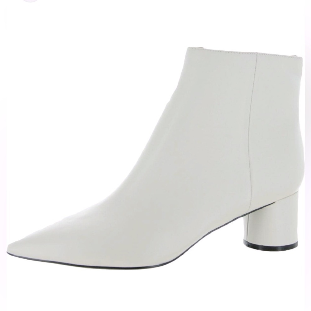 Calvin Klein Genoa White Bone Ankle Boots Sleek Pointed Toe Circular Heel 8